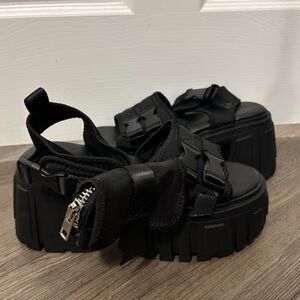 NWOB Dolls Kill / Darker Wavs Black Utopia Platform Sandals